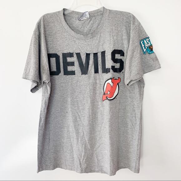 Vintage Lee Sport Devils Graphic NHL Football Tee New Jersey - Picture 1 of 7